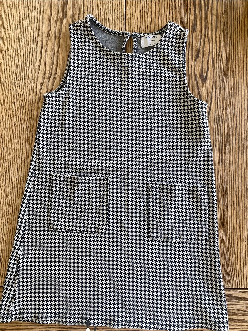 Old Navy Girls Houndstooth Shift Mini Dress- Black/White Size XL